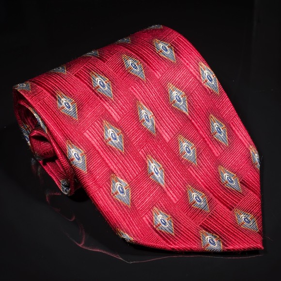 J.Z. Richards Red Blue Foulard 100% Silk Men's Designer Tie USA Wide - Picture 2 of 6